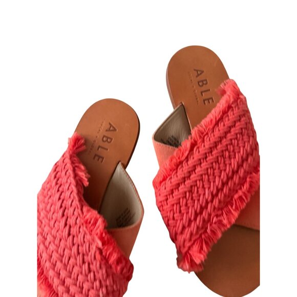 ABLE Orange Woven Braided Slides Sandals Size 7 - Picture 6 of 10